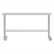 Commercial Stainless Steel 18 Gauge Work Table with Undershelf and Casters-24x72