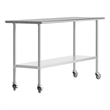 Commercial Stainless Steel 18 Gauge Work Table with Undershelf and Casters-24x72