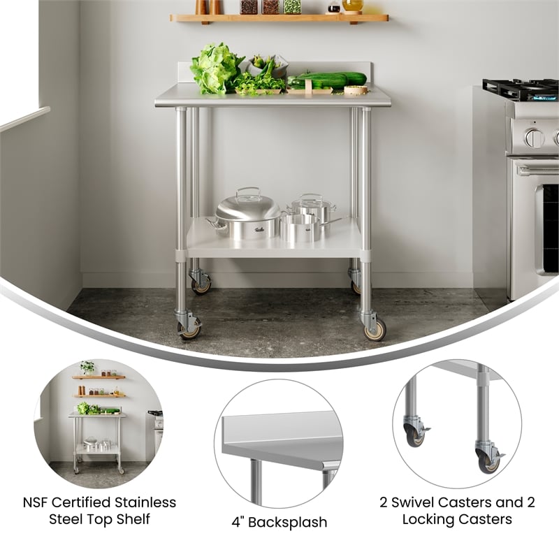 Commercial Stainless Steel Work Table with 4