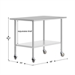 Commercial Stainless Steel 18 Gauge Work Table with Undershelf and Casters-30x48