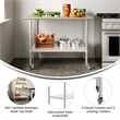 Commercial Stainless Steel 18 Gauge Work Table with Undershelf and Casters-30x48