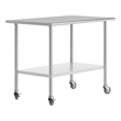 Commercial Stainless Steel 18 Gauge Work Table with Undershelf and Casters-30x48