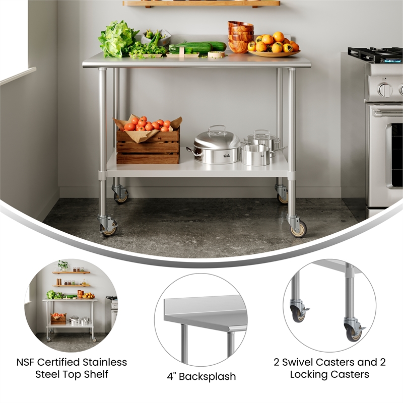 Commercial Stainless Steel Work Table with 4