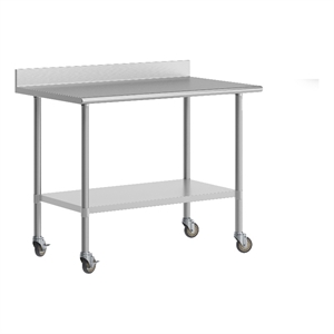 Commercial Stainless Steel Work Table with 4&quot Backsplash- Adj. Undershelf-30x48