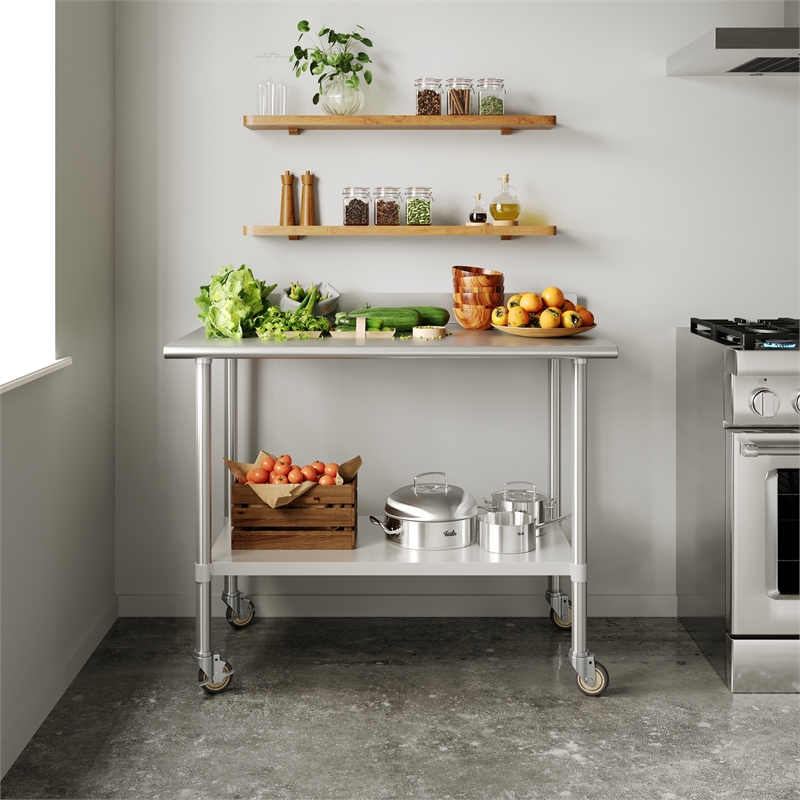 Commercial Stainless Steel Work Table with 4
