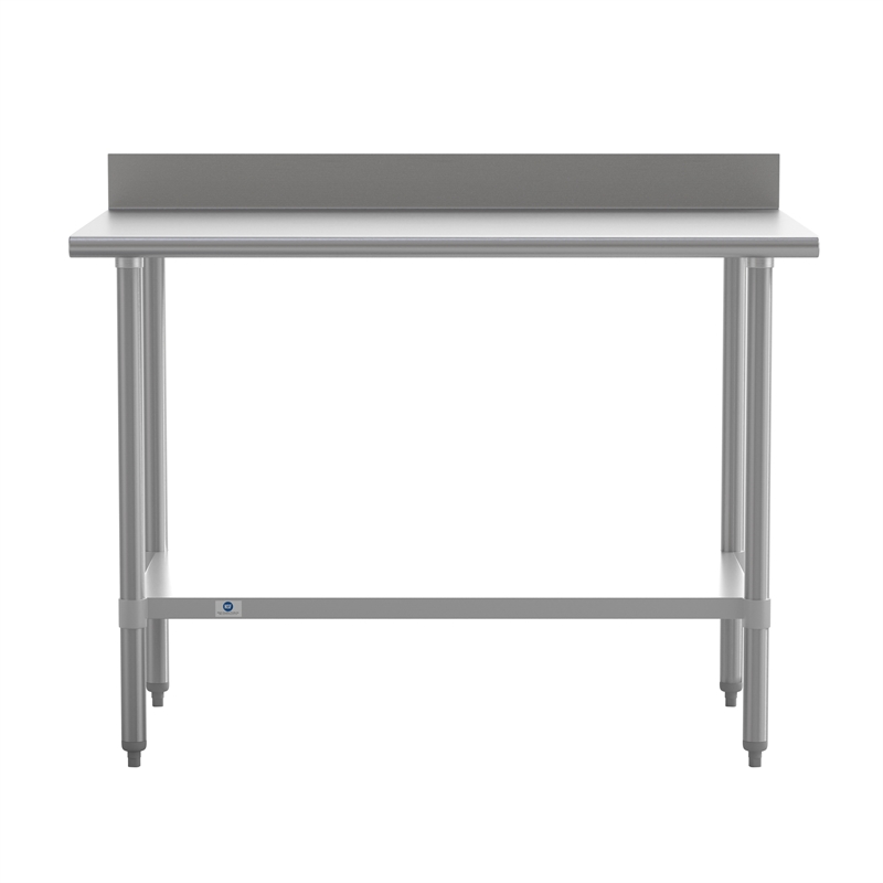 Commercial Stainless Steel Kitchen Prep and Work Table with Shelf and Backsplash