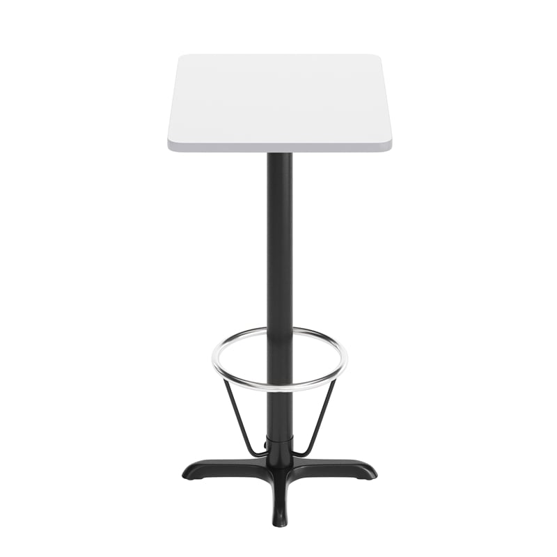Commercial White Dining Table Top 22x22 Bar Height Base & Footring- 24