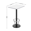 Commercial White Dining Table Top Black Bar Height Base & Footring- 24
