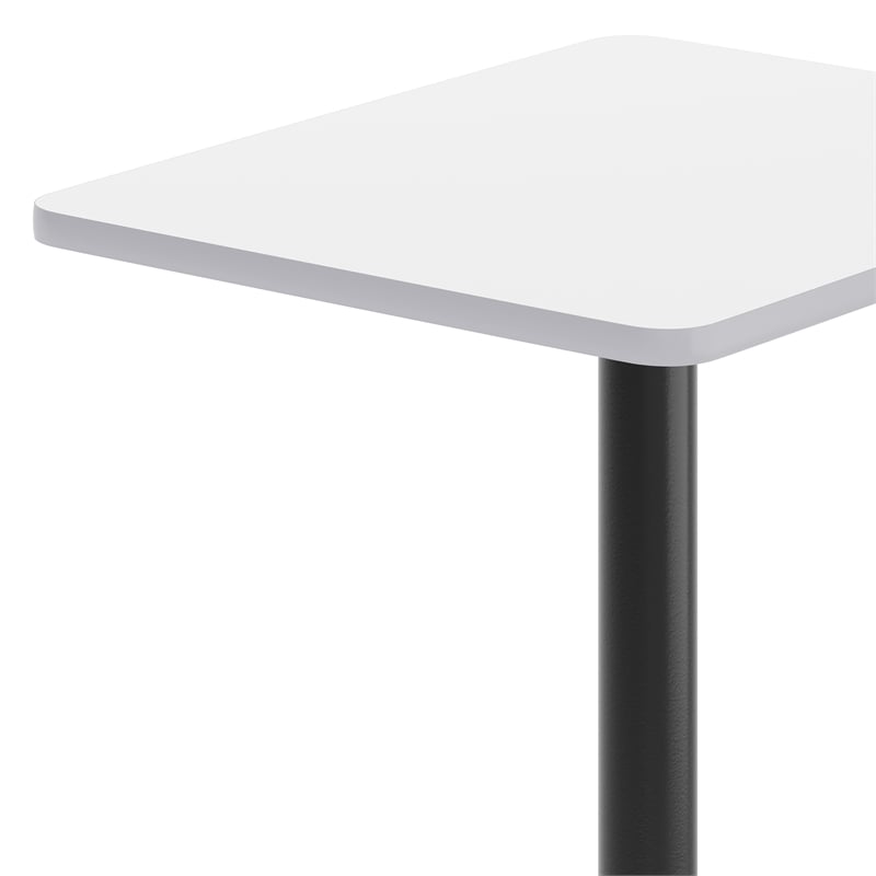 Commercial White Dining Table Top Black Bar Height Base & Footring- 24