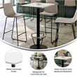 Commercial White Dining Table Top Black Bar Height Base & Footring- 24