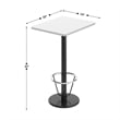 Commercial White Dining Table Top Black Bar Height Base & Footring- 24