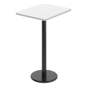 Commercial White Dining Table Top with Black Bar Height Base 24&quot x 30&quot