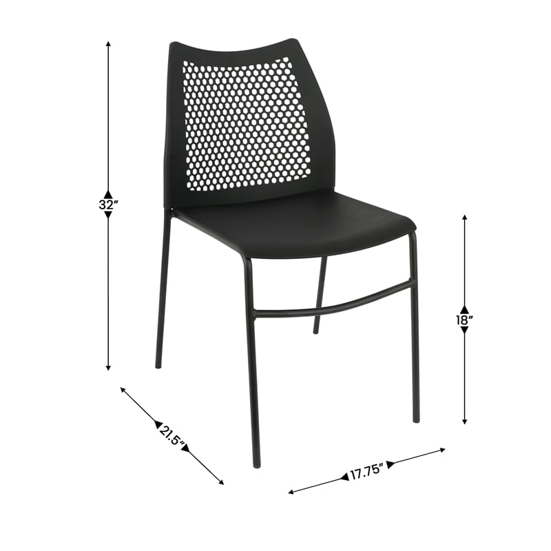 Flash Furniture Stackable Chair with Vented Back and Waterfall Seat in Black