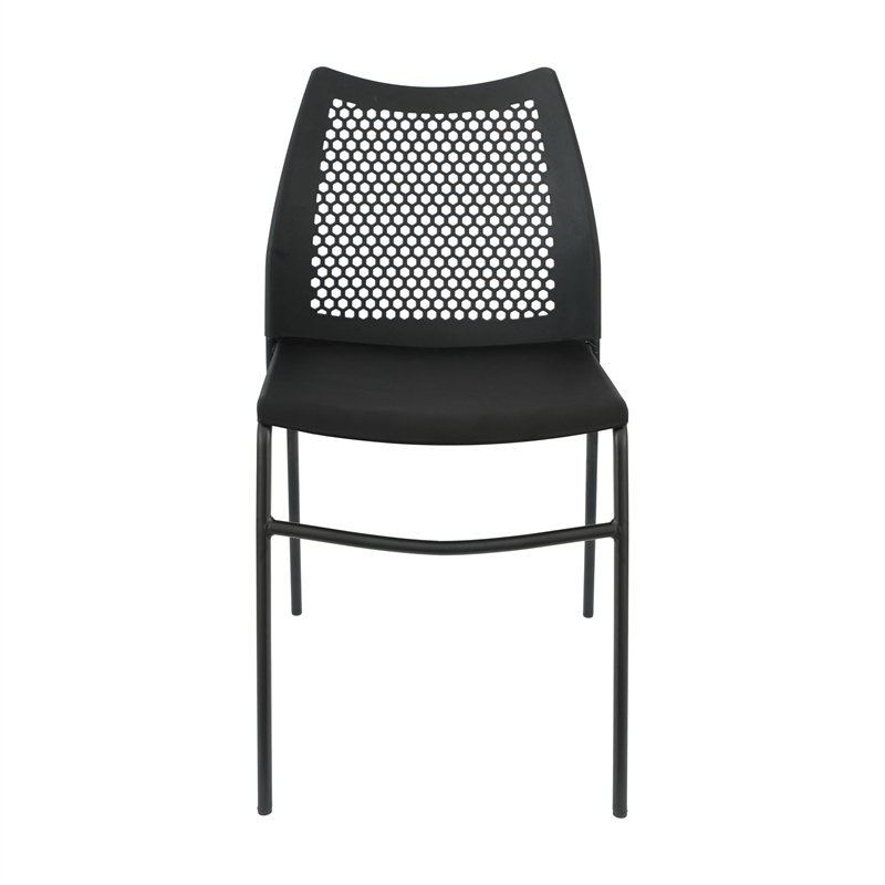 Flash Furniture Stackable Chair with Vented Back and Waterfall Seat in Black