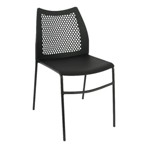 Flash Furniture Stackable Chair with Vented Back and Waterfall Seat in Black