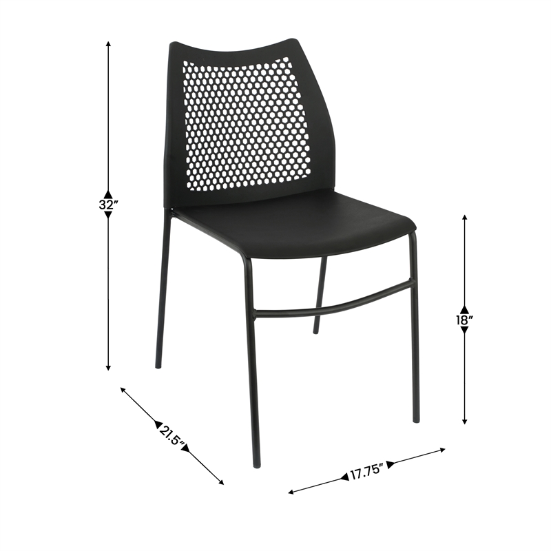 Flash Furniture Stackable Chair with Vented Back and Waterfall Seat in Black