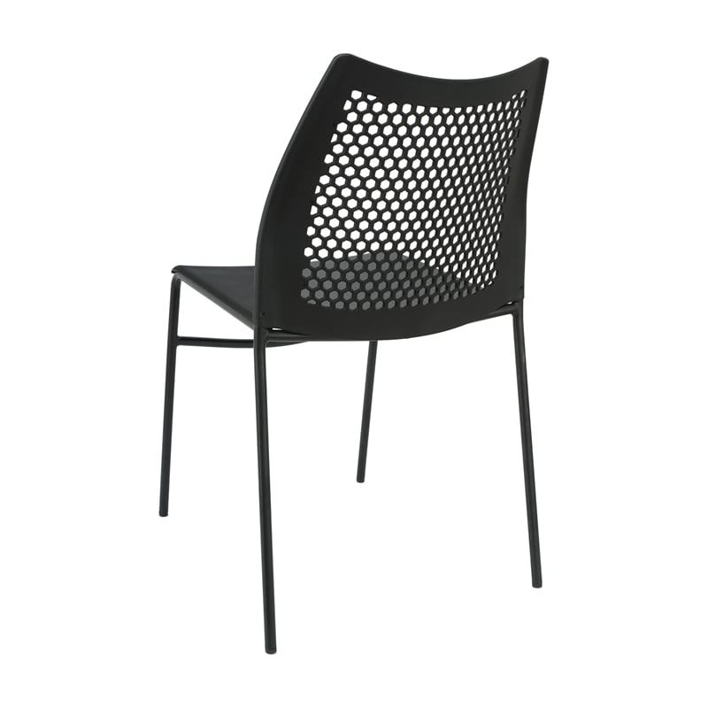 Flash Furniture Stackable Chair with Vented Back and Waterfall Seat in Black