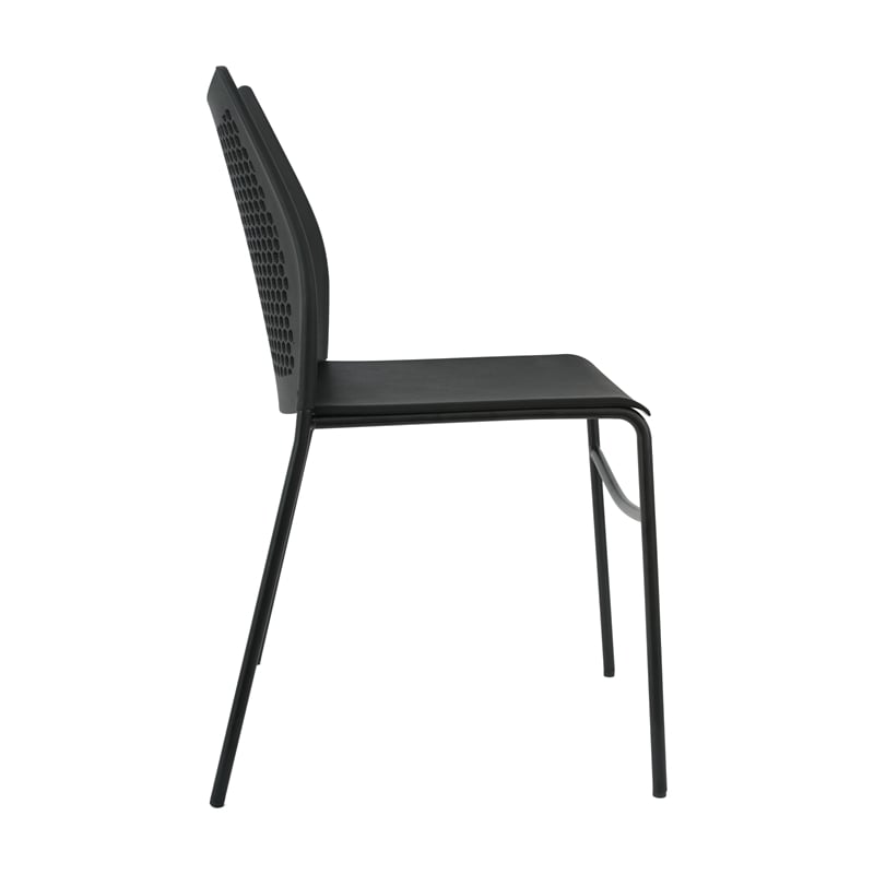 Flash Furniture Stackable Chair with Vented Back and Waterfall Seat in Black