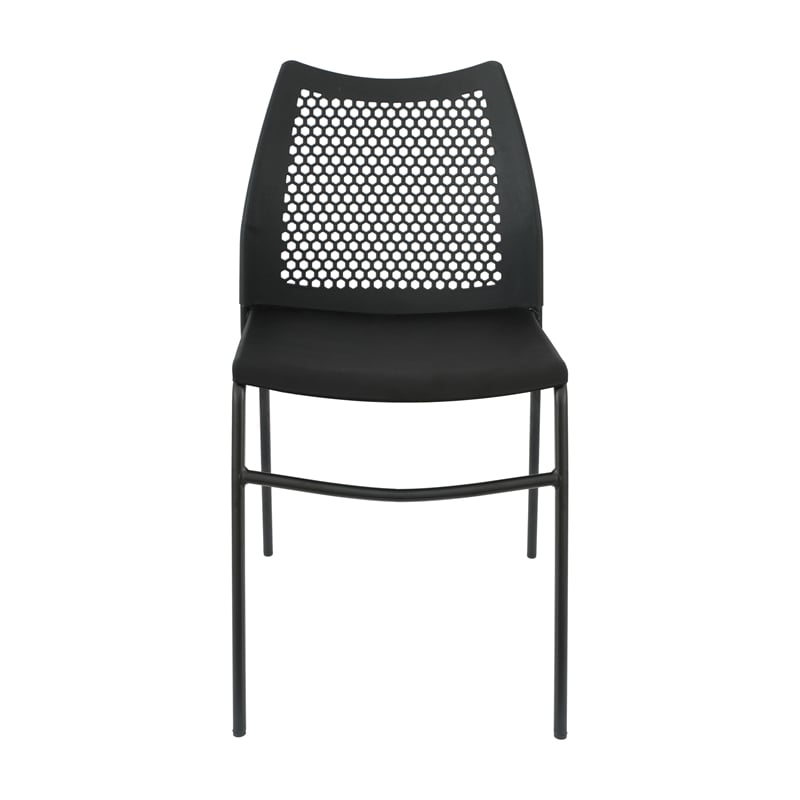 Flash Furniture Stackable Chair with Vented Back and Waterfall Seat in Black