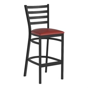 Flash Furniture Black Ladder Back Metal Restaurant Barstool - Red Vinyl Seat