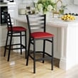 Flash Furniture Black Ladder Back Metal Restaurant Barstool - Red Vinyl Seat