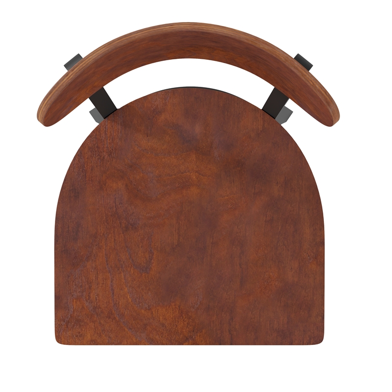 Commercial Metal Barstool with Wood Seat and Boomerang Back-Walnut Finish