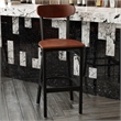 Commercial Metal Barstool with Wood Seat and Boomerang Back-Walnut Finish