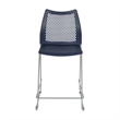 Stackable Sled Base Counter Stool with Vented Back and Footrest in Navy