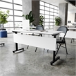 Commercial Nesting Flip Training Table with Steel Frame and T-Legs in White/Blk