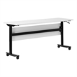 Commercial Nesting Flip Training Table with Steel Frame and T-Legs in White/Blk