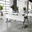 Commercial Nesting Flip Training Table with Steel Frame and T-Legs in White/Gray