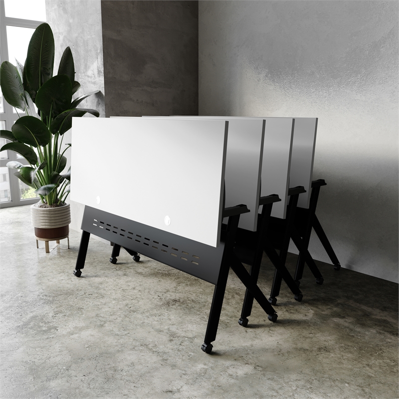 Commercial Nesting Flip Training Table with Steel Frame and Y-Legs in Gray/Black
