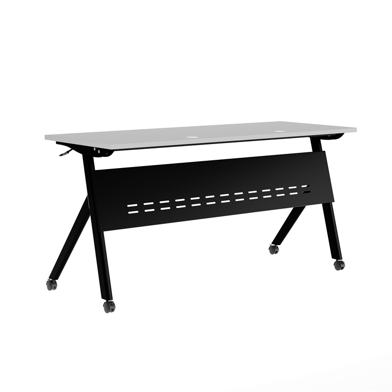 Commercial Nesting Flip Training Table with Steel Frame and Y-Legs in Gray/Black