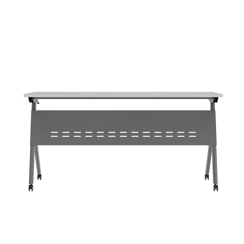 Commercial Nesting Flip Training Table with Steel Frame and Y-Legs in Gray