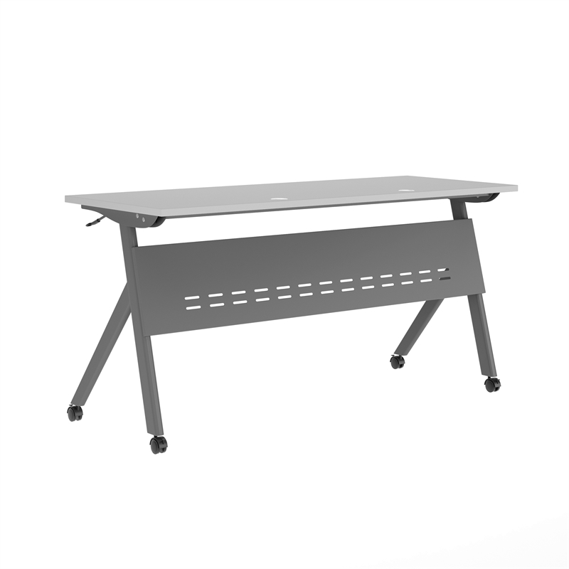 Commercial Nesting Flip Training Table with Steel Frame and Y-Legs in Gray