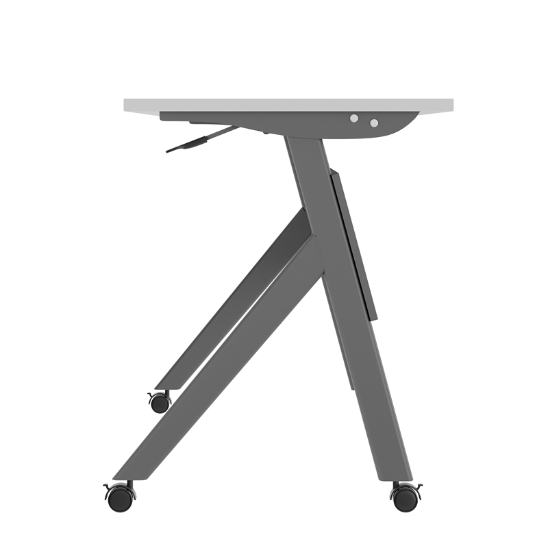 Commercial Nesting Flip Training Table with Steel Frame and Y-Legs in Gray