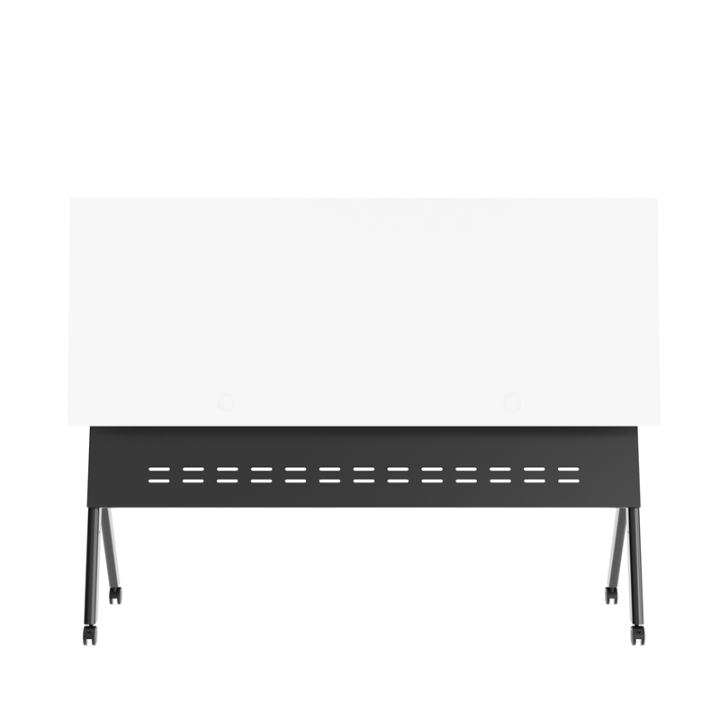 Commercial Nesting Flip Training Table with Steel Frame and Y-Legs in White/Blk