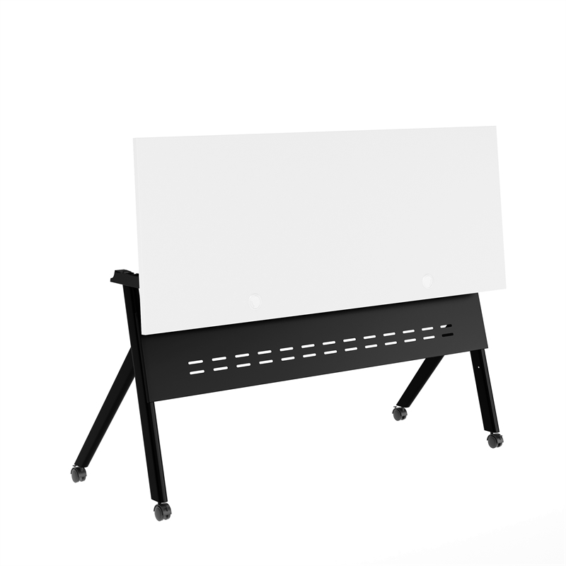 Commercial Nesting Flip Training Table with Steel Frame and Y-Legs in White/Blk