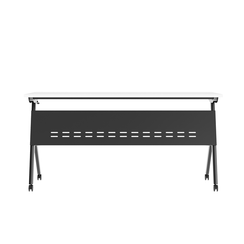 Commercial Nesting Flip Training Table with Steel Frame and Y-Legs in White/Blk