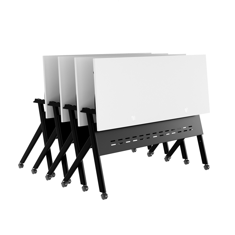 Commercial Nesting Flip Training Table with Steel Frame and Y-Legs in White/Blk
