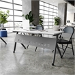 Commercial Nesting Flip Training Table with Steel Frame and Y-Legs in White/Gray
