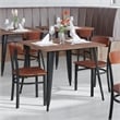 Commercial Metal Dining Chair with Wood Seat and Boomerang Back - Walnut