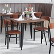 Commercial Metal Dining Chair with Wood Seat and Boomerang Back - Walnut