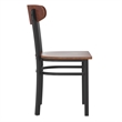 Commercial Metal Dining Chair with Wood Seat and Boomerang Back - Walnut