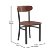 Commercial Metal Dining Chair with Wood Seat and Boomerang Back - Walnut