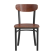 Commercial Metal Dining Chair with Wood Seat and Boomerang Back - Walnut