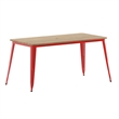 30x60 Commercial Poly Resin Restaurant Table with Umbrella Hole - Brown/Red