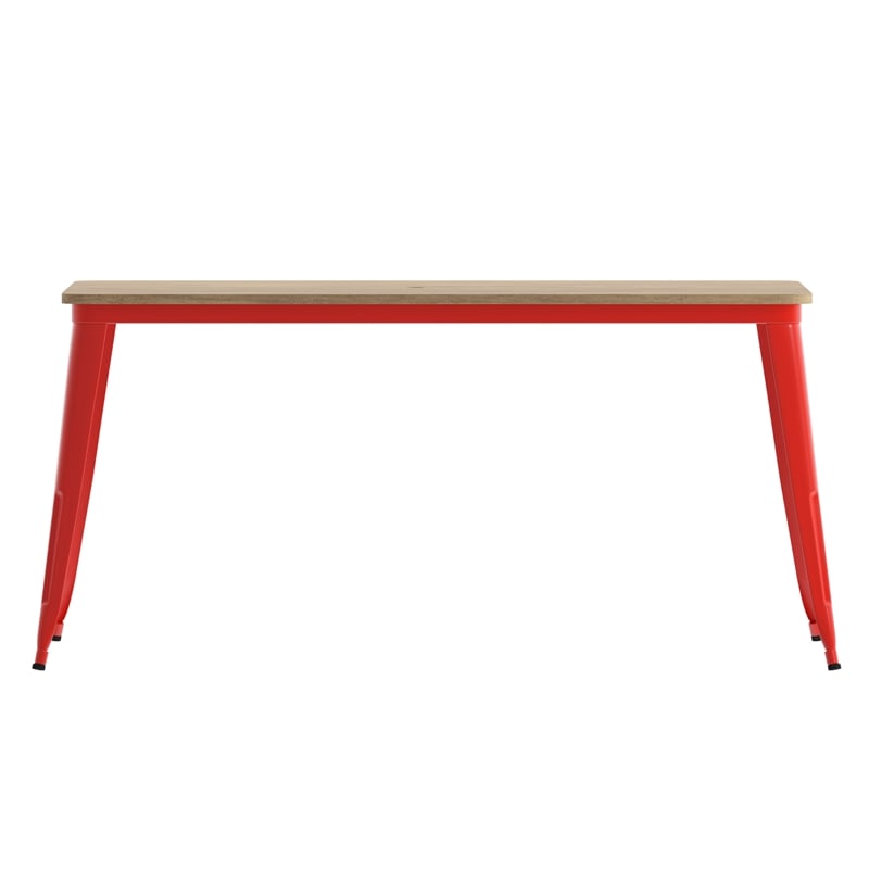 30x60 Commercial Poly Resin Restaurant Table with Umbrella Hole - Brown/Red