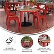 30x60 Commercial Poly Resin Restaurant Table with Umbrella Hole - Brown/Red