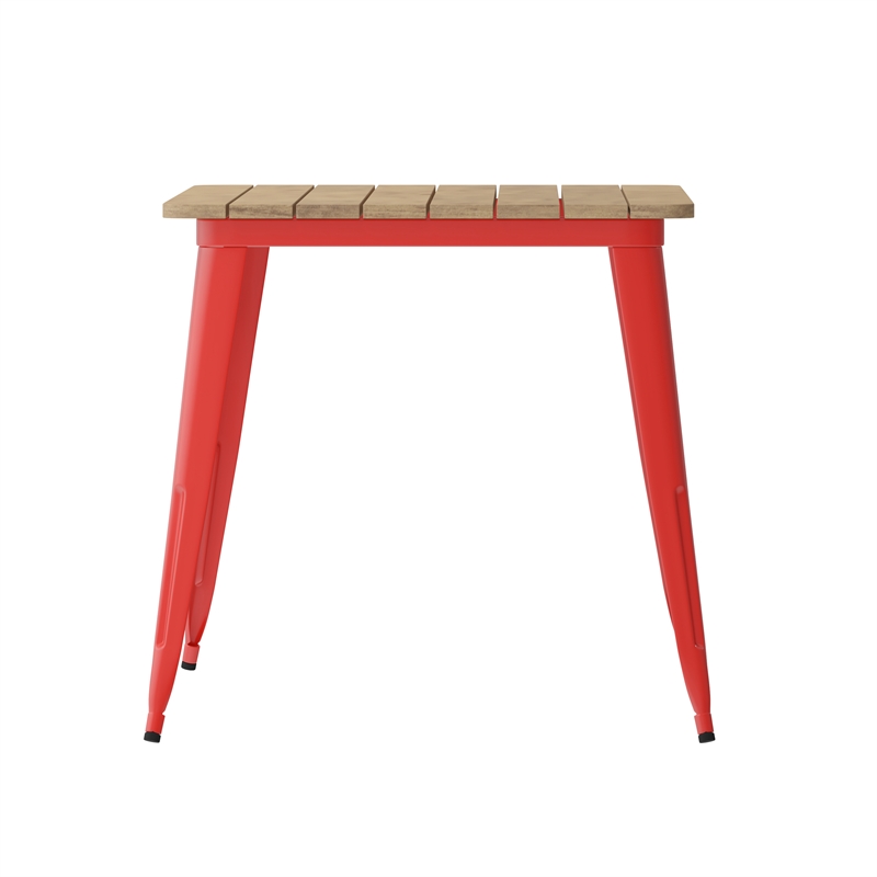 30x60 Commercial Poly Resin Restaurant Table with Umbrella Hole - Brown/Red